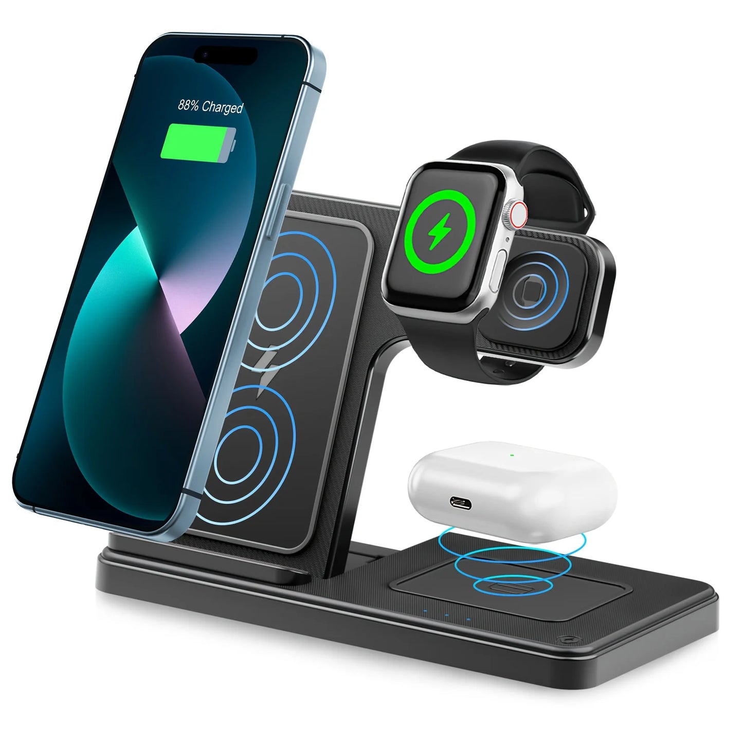 15W 3-in-1 Magnetic Wireless Charger Stand – iPhone, Apple Watch & AirPods