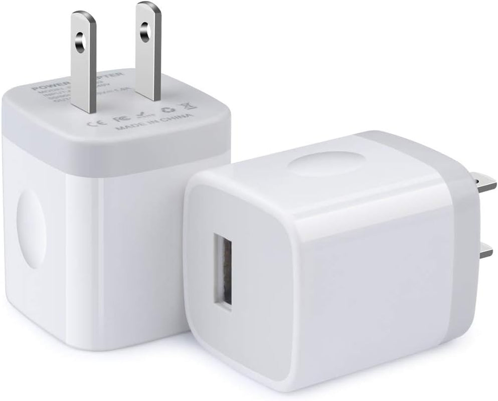 One Port Wall Charger,2 Pack 5V 1A Single Port USB Charging Block Cube Compatible for Iphone 17E Pro Max Air 16E 16 15 14 13 12 11 XR XS Max 8/7/6Se/5S,Samsung S25 Ultra S24 S23 S22 S10,Google,Lg, HTC