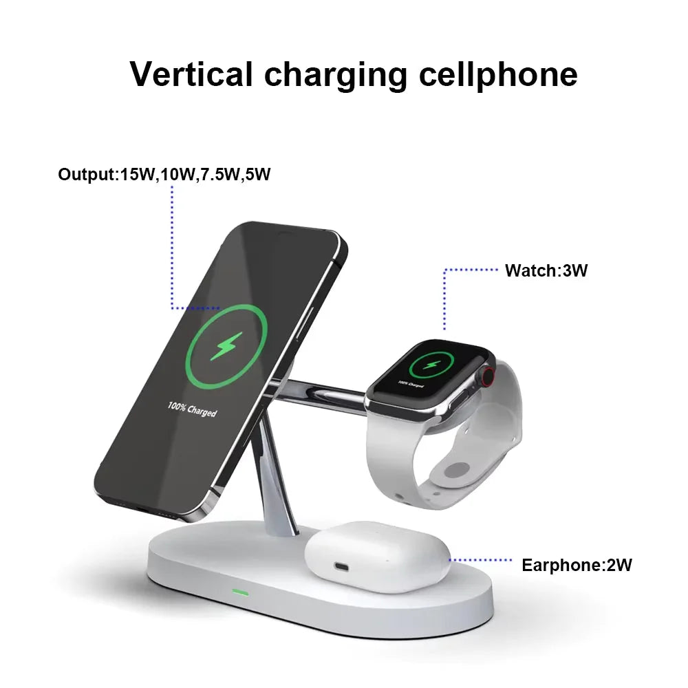 Rayvia 3-In-1 Wireless Charging Station for Smartphone Smartwatch and Earbuds with Night Light