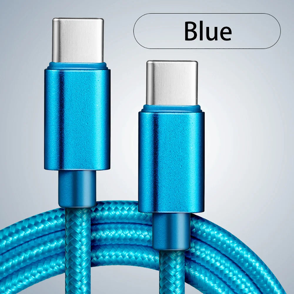66W Nylon Braided USB C to C Cable Fast Charging 1M 2M 3M for Iphone 15 16 17 Pro Max Samsung S24 Xiaomi OPPO Phone Charger Cord