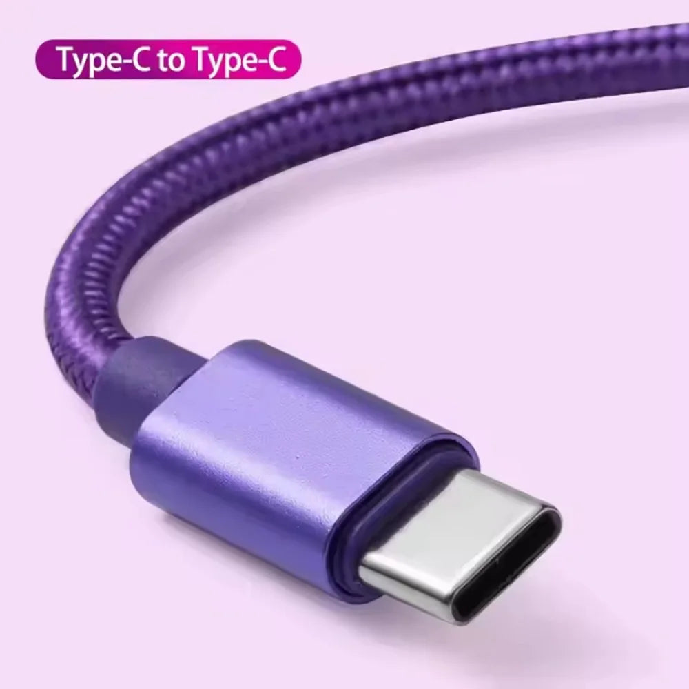 66W Nylon Braided USB C to C Cable Fast Charging 1M 2M 3M for Iphone 15 16 17 Pro Max Samsung S24 Xiaomi OPPO Phone Charger Cord