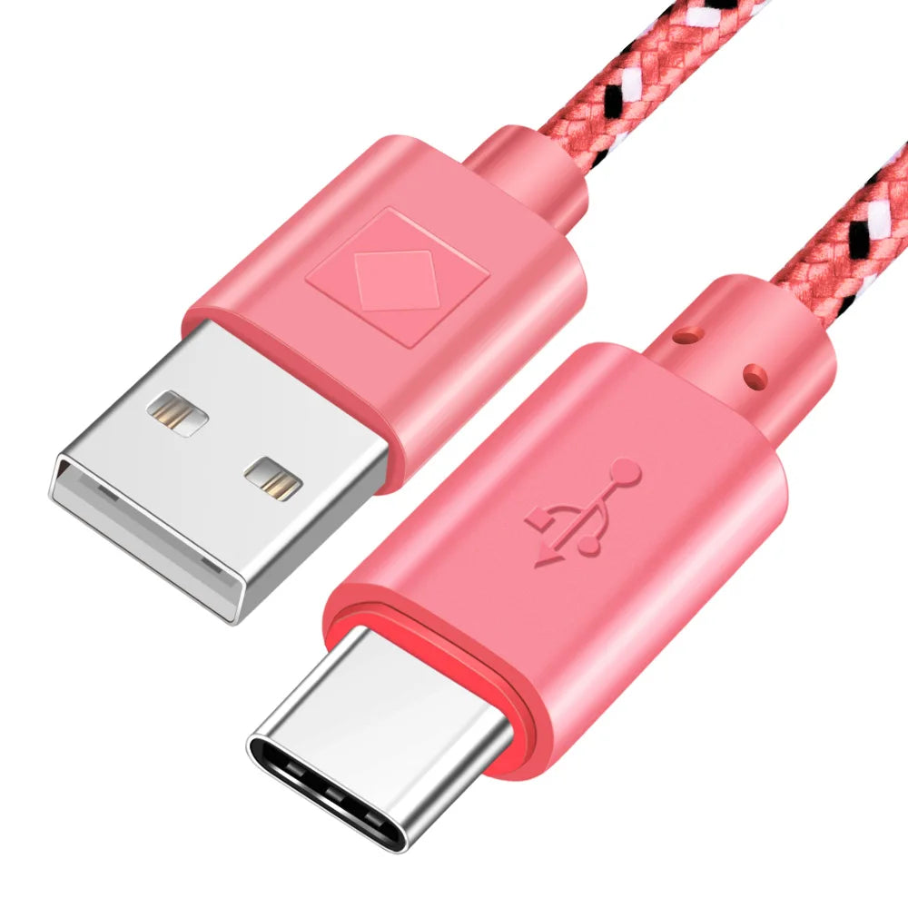 Nylon Braided USB Type C Cable 1M 2M 3M Data Sync Fast Charging USB C Cable for Samsung S9 S10 Xiaomi Mi9 Mi8 Huawei Type-C