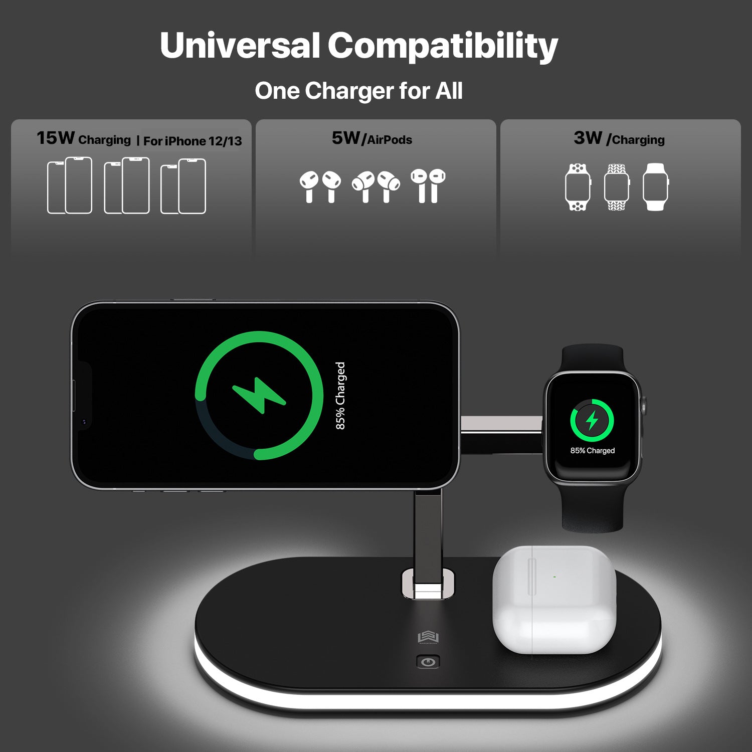 Three-In-One Magnetic Wireless Charger Small Night Lamp Function