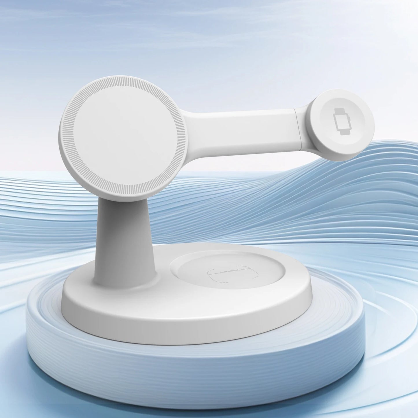 New 3-In-1 Magnetic Wireless Charging Stand for Desktop with 15W Fast Charging for Mobile Phones, Headphones and Watches