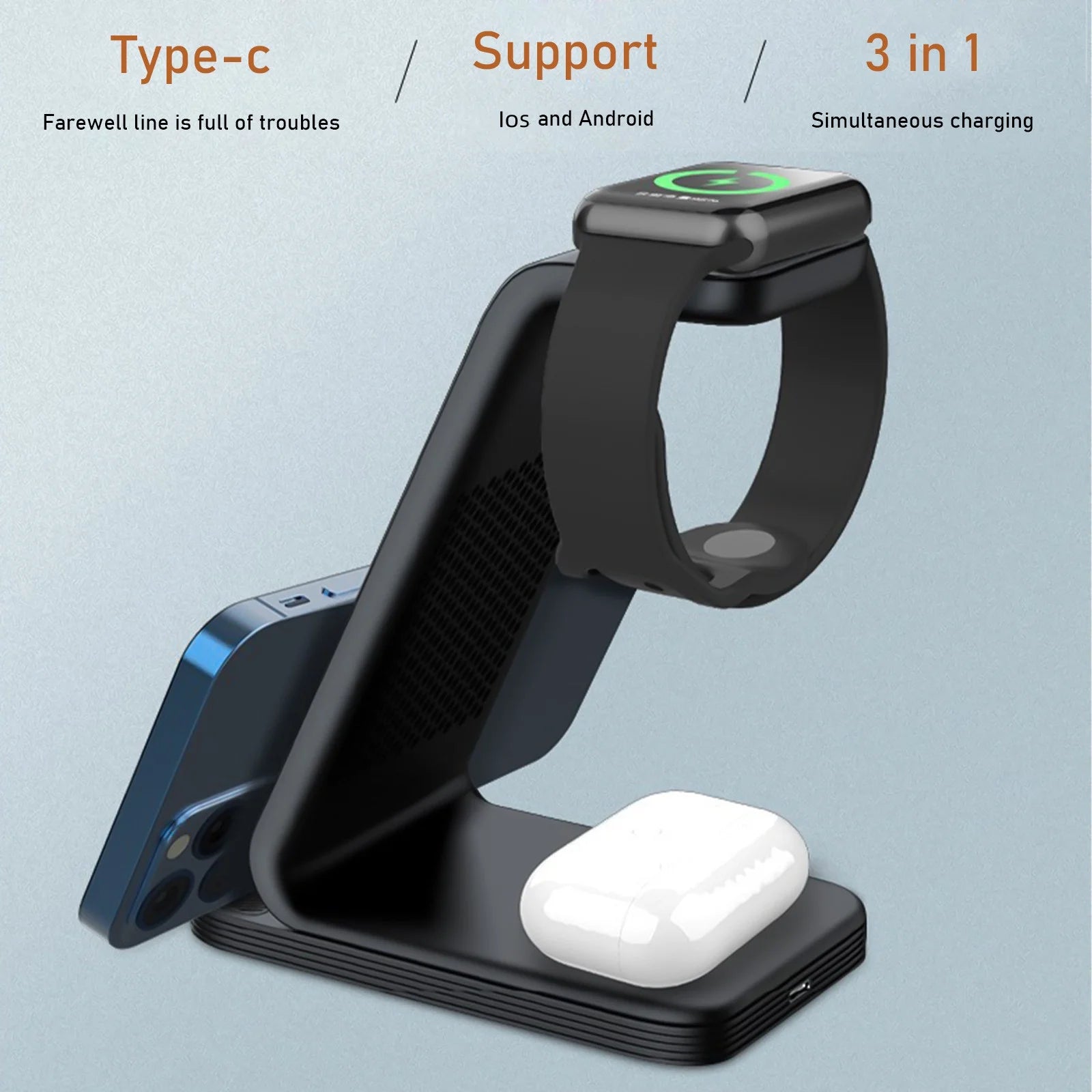 Wireless Charging Station,Charger Station,Charging Stand,Charging Stations for Multiple Devices at Once,Desk Magnetic Fast Charger for Watch Phone