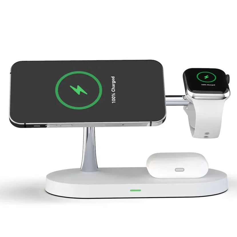 Rayvia 3-In-1 Wireless Charging Station for Smartphone Smartwatch and Earbuds with Night Light