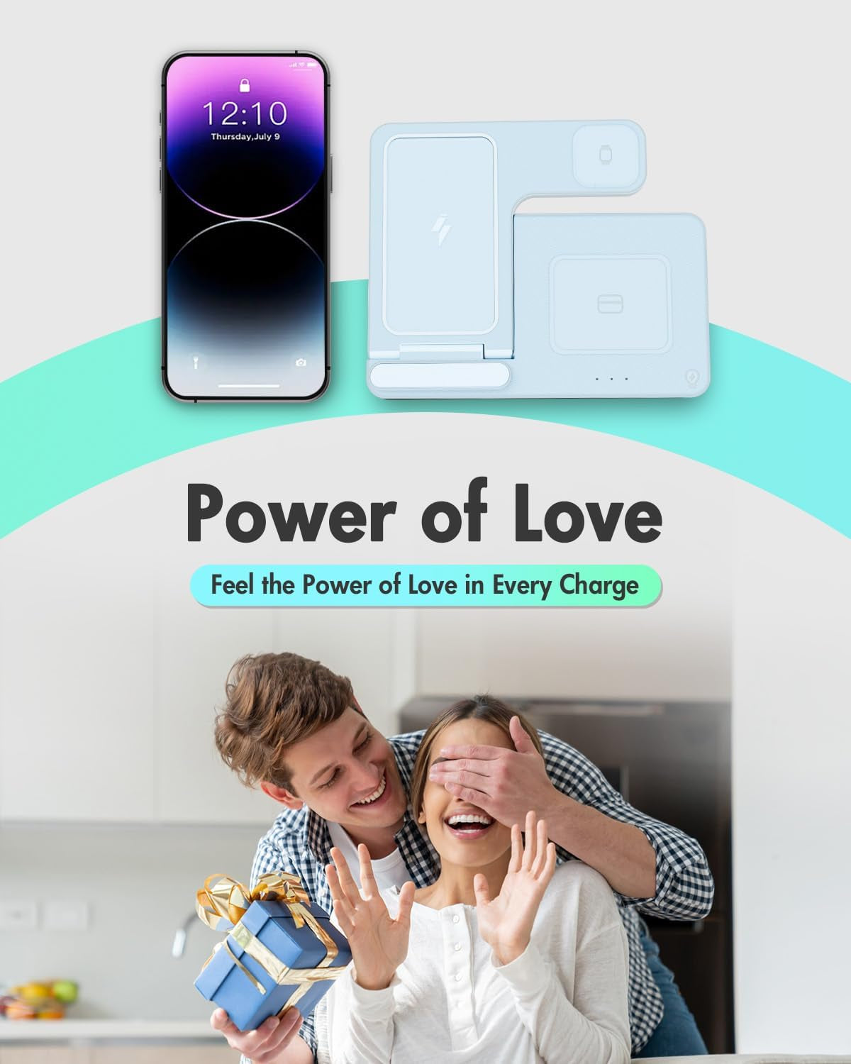 Wireless Charger Iphone Charging Station for Apple Multiple Devices | 3 in 1 Charger Stand for Iphone 17 Pro Max 17E 16 16E 15 14 13 12 & Watch Series 11-2 SE Ultra & Airpods 4 3 Pro, Blue