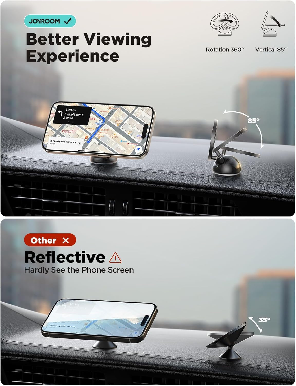 for Magsafe Car Mount, All-Metal Magnetic Phone Holder for Car, [Stronger Magnet] Car Magnet Phone Mount for Dash, Fit for Iphone 16 15 14 13 12