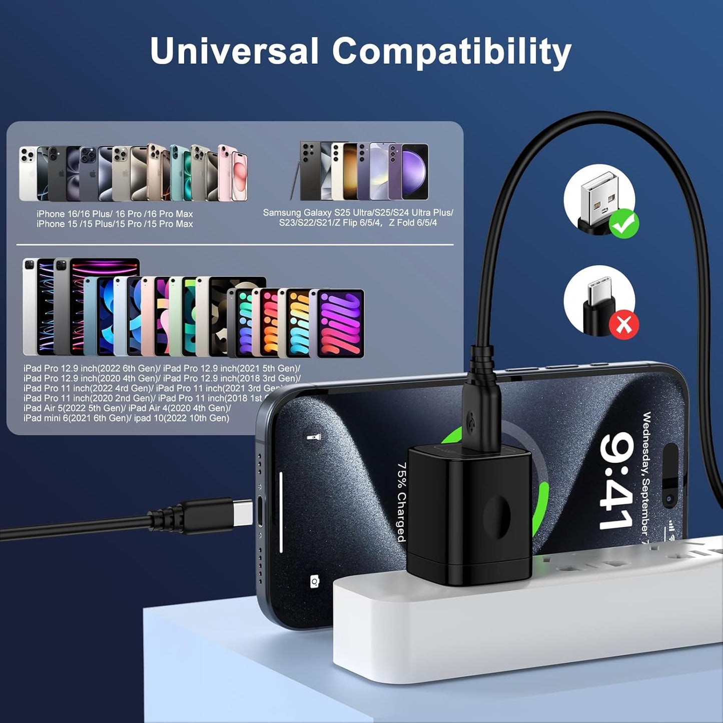 USB Charger Block,5V 1A Power Adapter Fast Charging Cube Box Single Port Android Phone USB Plug Adapter for Wall Outlet for Iphone 17E 17 16 Pro Max/16 Plus/16/15,Samsung Galaxy S26/S25 Ultra/S24/S23