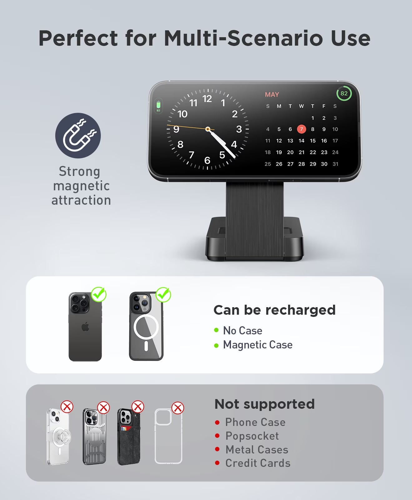 3 in 1 Magnetic Charging Station - 2026 Foldable Wireless Charger Compatible for Iphone 17/16/15/14/13/12 plus Pro Max, Portable Charger Dock for Iwatch & Airpods