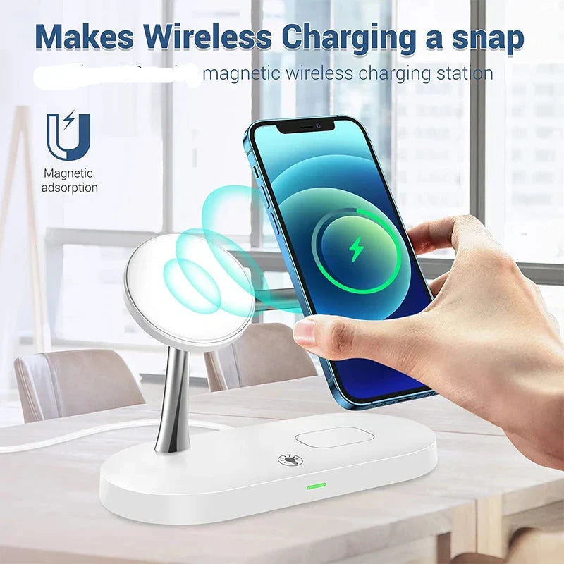 Rayvia 3-In-1 Wireless Charging Station for Smartphone Smartwatch and Earbuds with Night Light