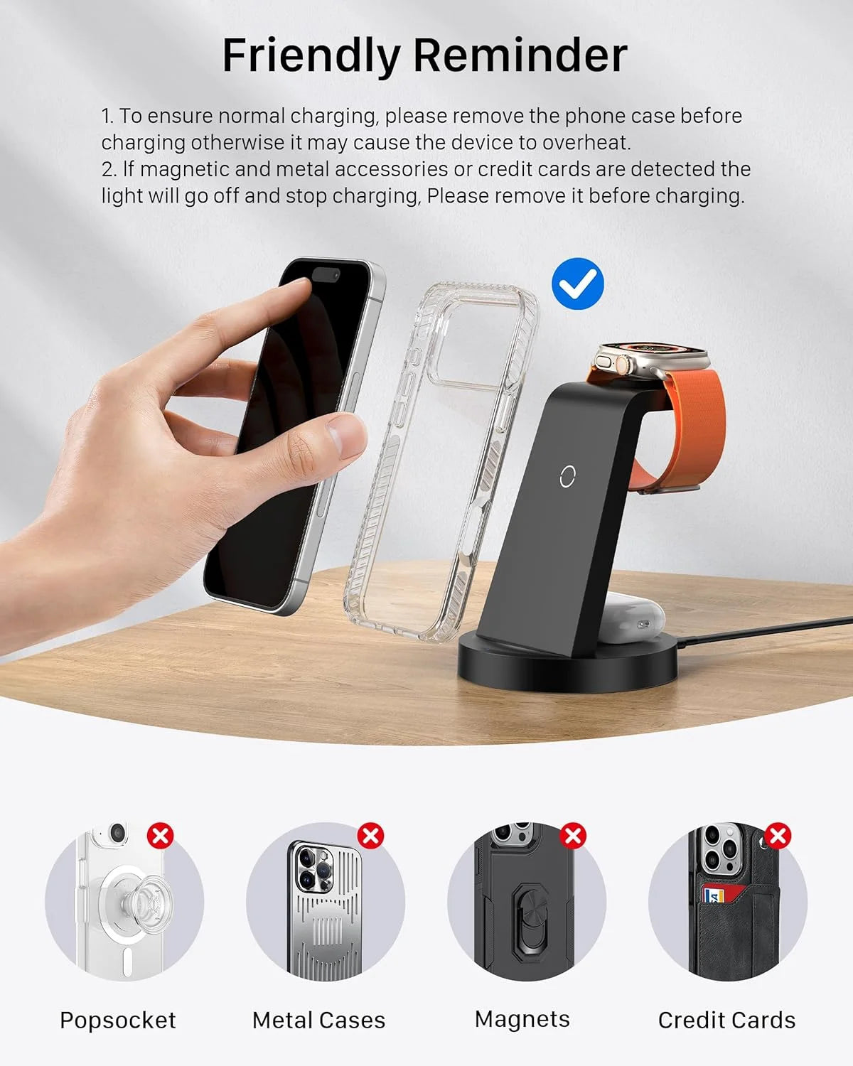 18W Wireless Charger for Iphone - 3 in 1 Charging Station Compatible with Iphone 17/16E/16/15/14/13/12 Pro Max, for Iwatch & Air Pods 4 3 Pro, Black