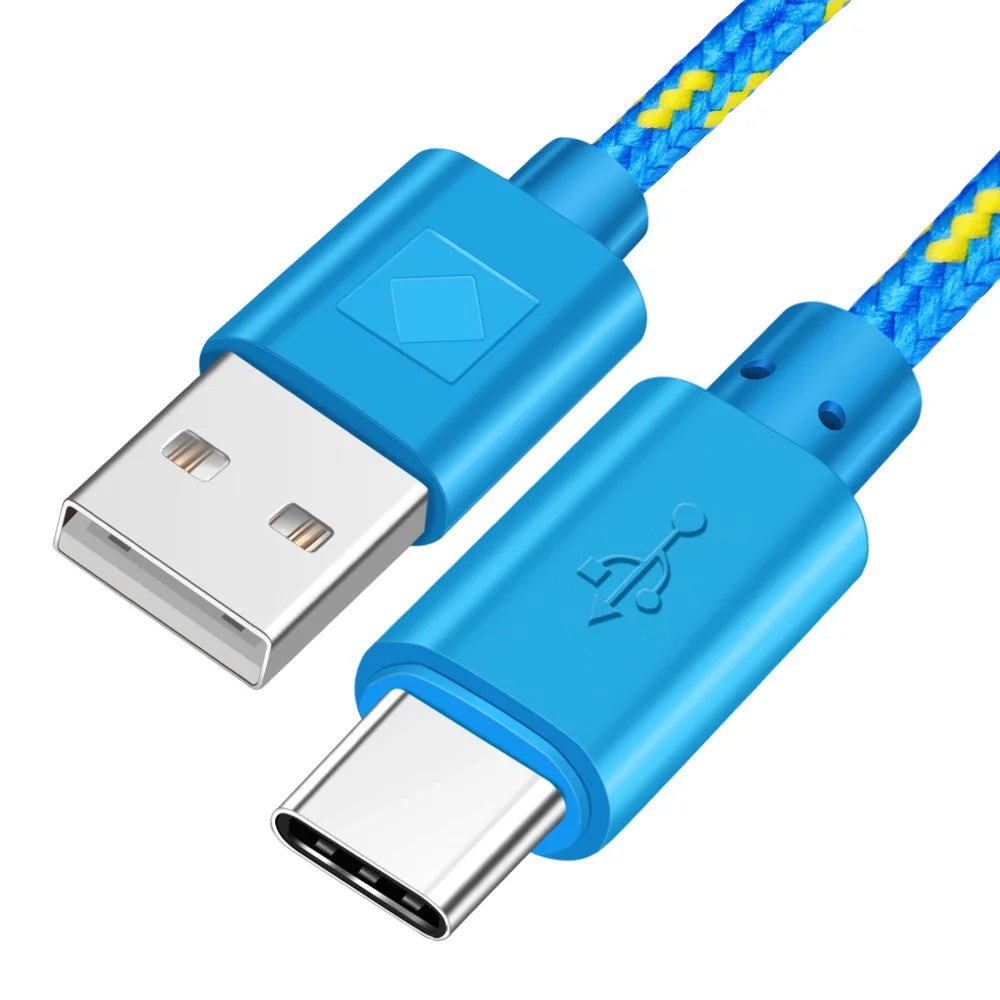 Nylon Braided USB Type C Cable 1M 2M 3M Data Sync Fast Charging USB C Cable for Samsung S9 S10 Xiaomi Mi9 Mi8 Huawei Type-C