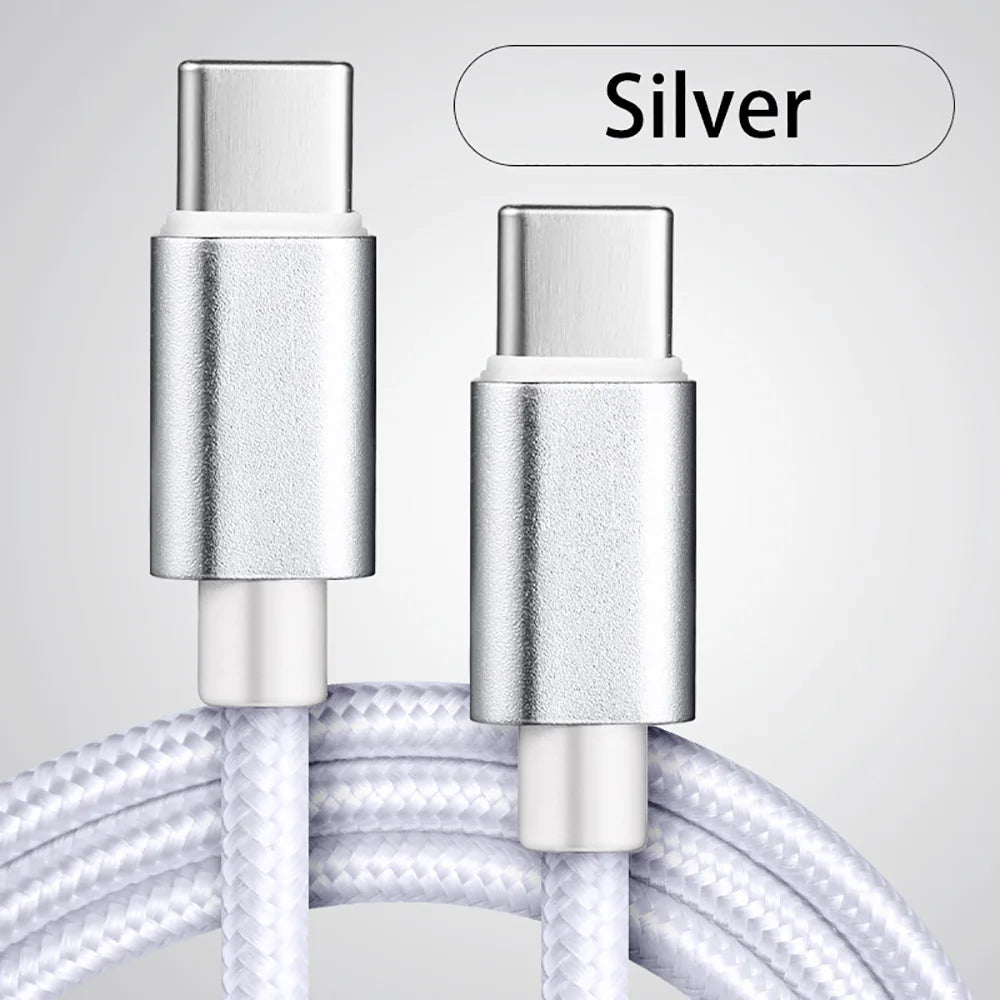66W Nylon Braided USB C to C Cable Fast Charging 1M 2M 3M for Iphone 15 16 17 Pro Max Samsung S24 Xiaomi OPPO Phone Charger Cord