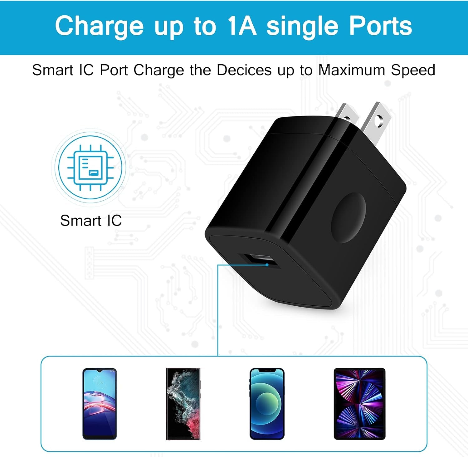 USB Charger Block Black,5V 1A Single Port Wall Cube Fast Charging Brick for Iphone 16E/16/15 Pro Max Plus,4 Pack USB a Power Adapter Charger Outlet Plug Charging Adapter for Google Pixel 9A/8/7,Galaxy
