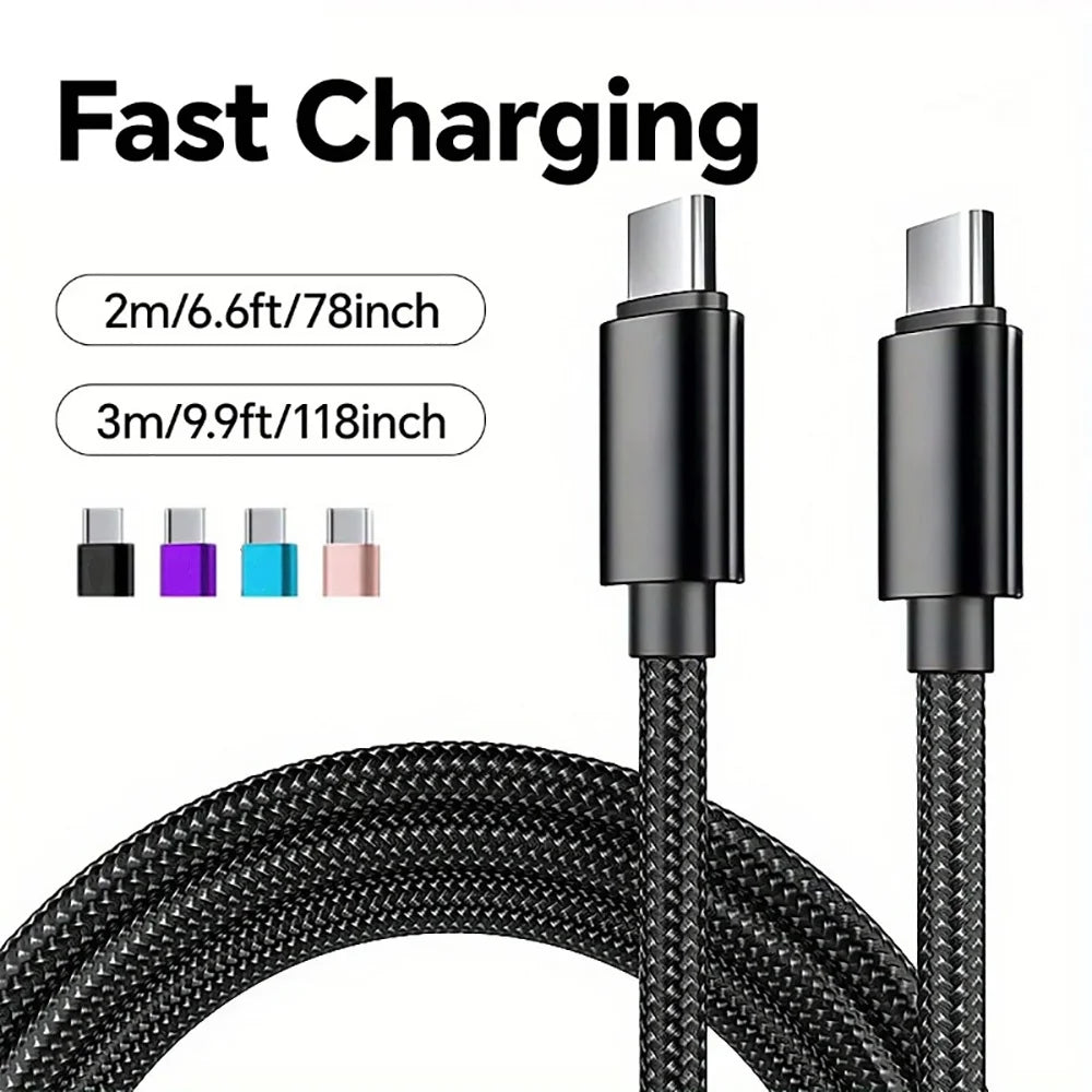 USB-C Braided Fast Charge Cable with 2m and 3m length options for fast charging.