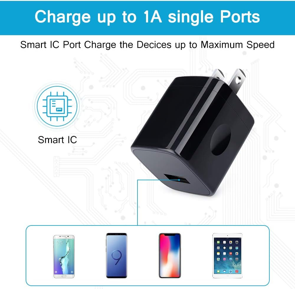 USB Charger Block,5V 1A Power Adapter Fast Charging Cube Box Single Port Android Phone USB Plug Adapter for Wall Outlet for Iphone 17E 17 16 Pro Max/16 Plus/16/15,Samsung Galaxy S26/S25 Ultra/S24/S23