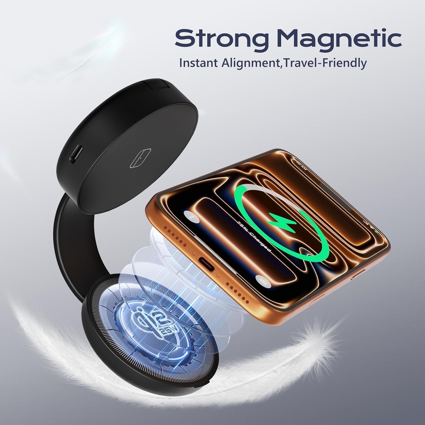 Qi2.2 Certified 25W 3 in 1 Wireless Charging Station for Apple, Foldable Mini Magsafe Travel Charger Pad for Iphone 17-12 Series, Apple Watch & Airpods, Magnetic Charging Dock with 45W Adapter