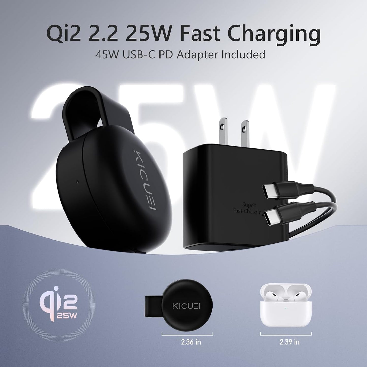 Qi2.2 Certified 25W 3 in 1 Wireless Charging Station for Apple, Foldable Mini Magsafe Travel Charger Pad for Iphone 17-12 Series, Apple Watch & Airpods, Magnetic Charging Dock with 45W Adapter