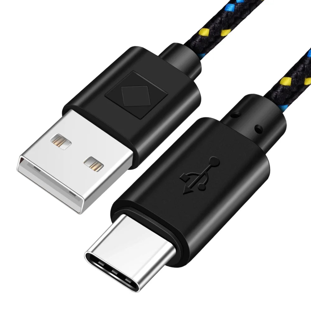 Nylon Braided USB Type C Cable 1M 2M 3M Data Sync Fast Charging USB C Cable for Samsung S9 S10 Xiaomi Mi9 Mi8 Huawei Type-C