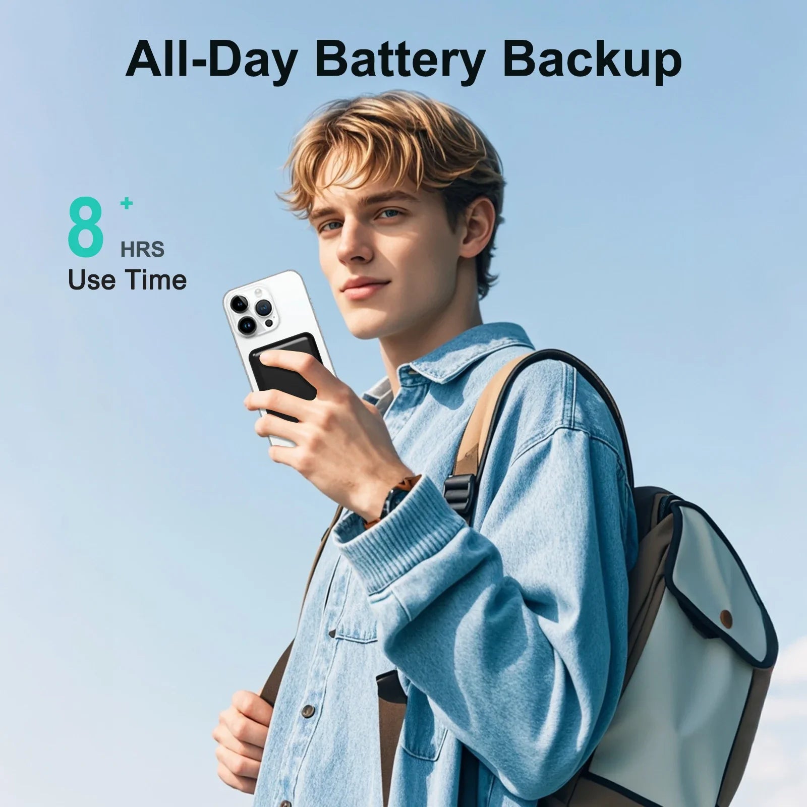 Magnetic Power Bank Portable 5000Mah Wireless Charger 20W with USB-C Cable for Iphone 16/15/14/13/12 Pro/Pro Max/Plus/Mini