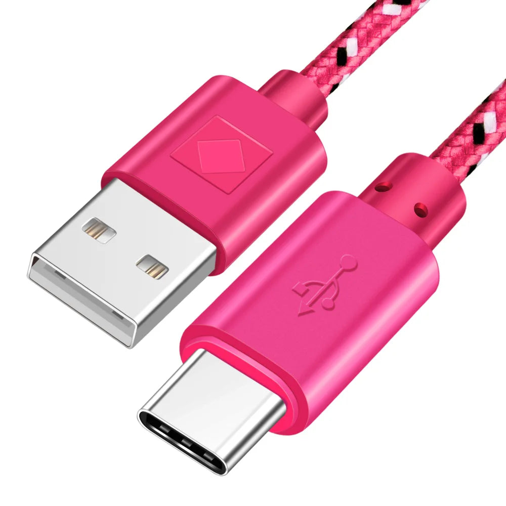 Nylon Braided USB Type C Cable 1M 2M 3M Data Sync Fast Charging USB C Cable for Samsung S9 S10 Xiaomi Mi9 Mi8 Huawei Type-C