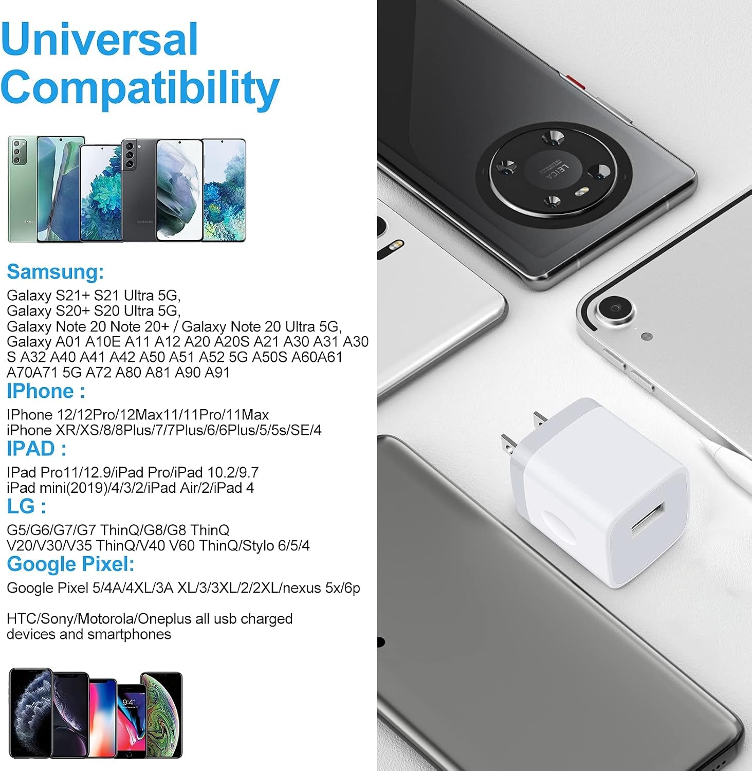 One Port Wall Charger,2 Pack 5V 1A Single Port USB Charging Block Cube Compatible for Iphone 17E Pro Max Air 16E 16 15 14 13 12 11 XR XS Max 8/7/6Se/5S,Samsung S25 Ultra S24 S23 S22 S10,Google,Lg, HTC