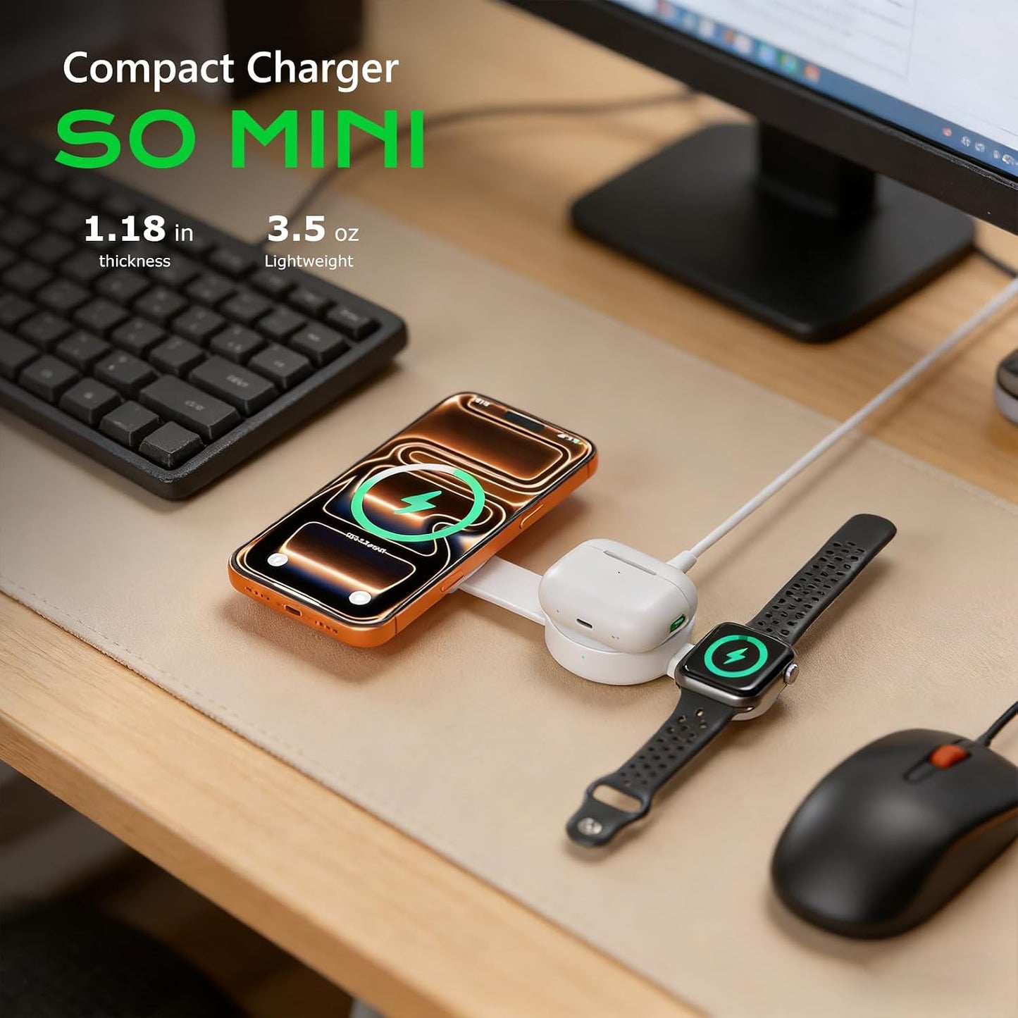 Qi2.2 25W Magnetic Wireless Charger for Iphone, Fodable 3 in 1 Charging Station for Apple Multiple Devices, Travel Charging Pad Dock for Iphone 17/16-12 Series Watch & Airpods (45W Adapter Included)