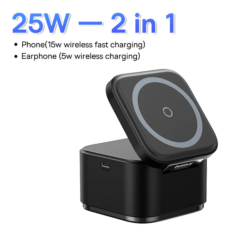 Baseus 25W 3-in-1 Magnetic Wireless Charger – iPhone, AirPods & Smartwatch