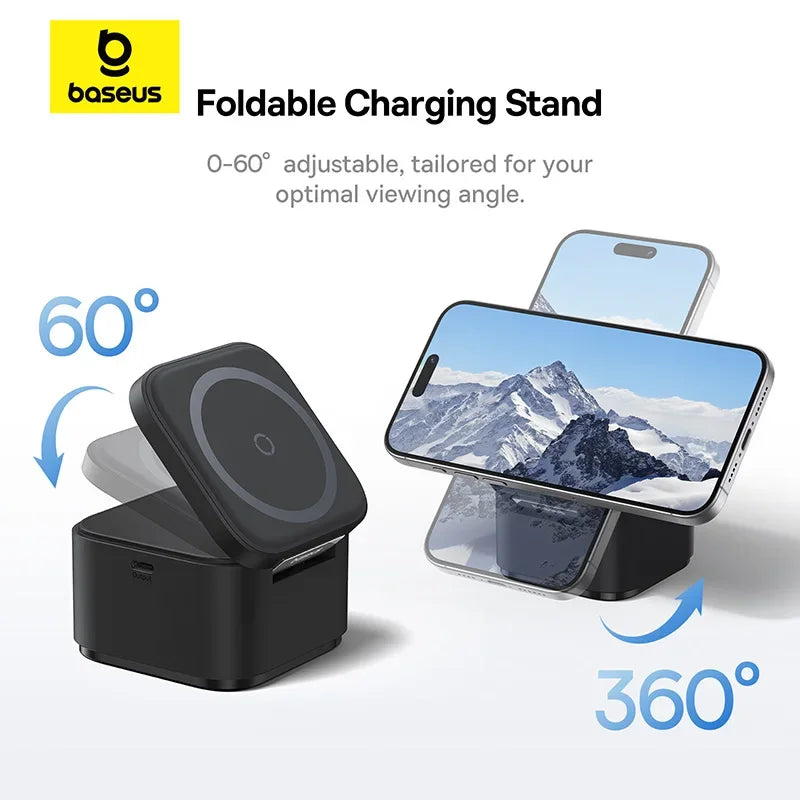 Baseus 25W 3-in-1 Magnetic Wireless Charger – iPhone, AirPods & Smartwatch