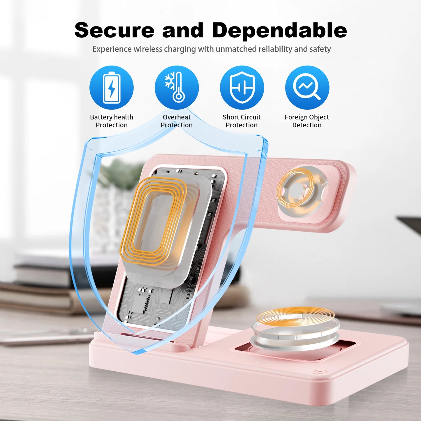 15W 3-in-1 Magnetic Wireless Charger Stand – iPhone, Apple Watch & AirPods