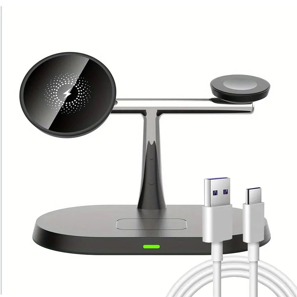 30W 3-in-1 Magnetic Wireless Charger Stand – 9-Layer Safety, iPhone 14–17 Compatible