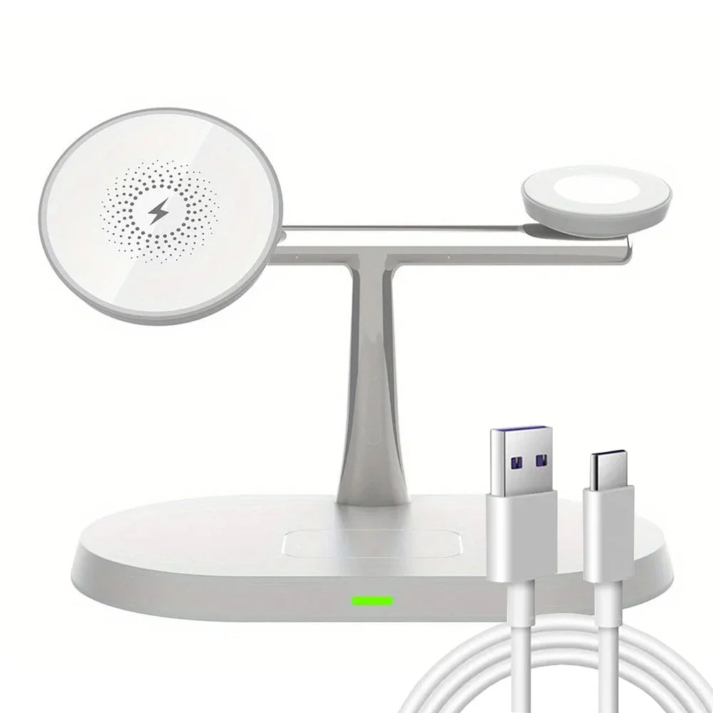 30W 3-in-1 Magnetic Wireless Charger Stand – 9-Layer Safety, iPhone 14–17 Compatible
