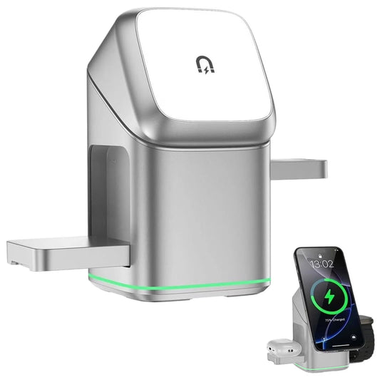 3-In-1 Wireless Charger-Wireless Multi-Device Charging Touch Pop-Up Charging, 15W Fast Charger for Iphone, Samsung, Airpods & Smartwatch | Qi-Certified, Multi-Device Desk Organizer