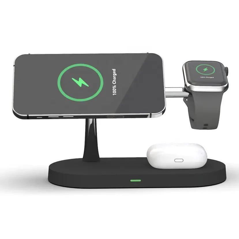 Rayvia 3-In-1 Wireless Charging Station for Smartphone Smartwatch and Earbuds with Night Light