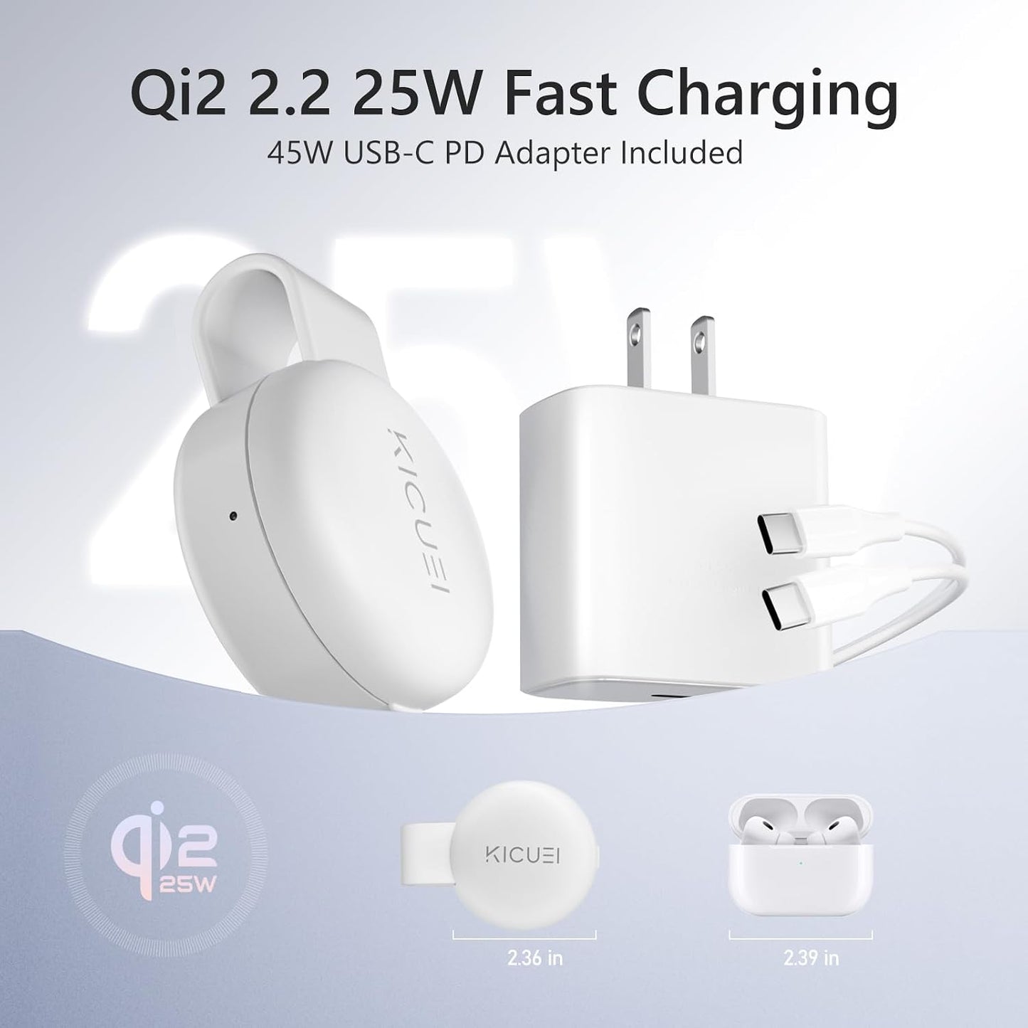 Qi2.2 25W Magnetic Wireless Charger for Iphone, Fodable 3 in 1 Charging Station for Apple Multiple Devices, Travel Charging Pad Dock for Iphone 17/16-12 Series Watch & Airpods (45W Adapter Included)