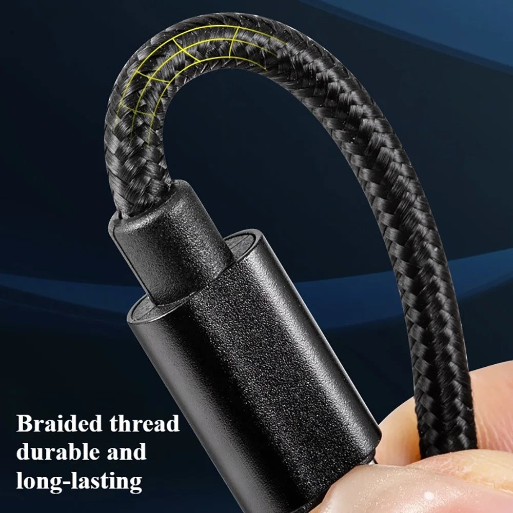 USB-C Braided Fast Charge Cable with durable nylon braided thread, designed for long-lasting use.
