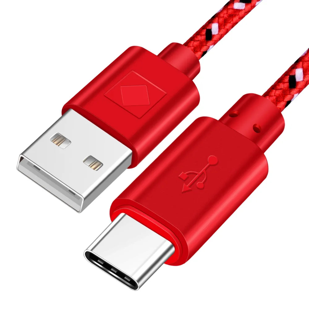 Nylon Braided USB Type C Cable 1M 2M 3M Data Sync Fast Charging USB C Cable for Samsung S9 S10 Xiaomi Mi9 Mi8 Huawei Type-C