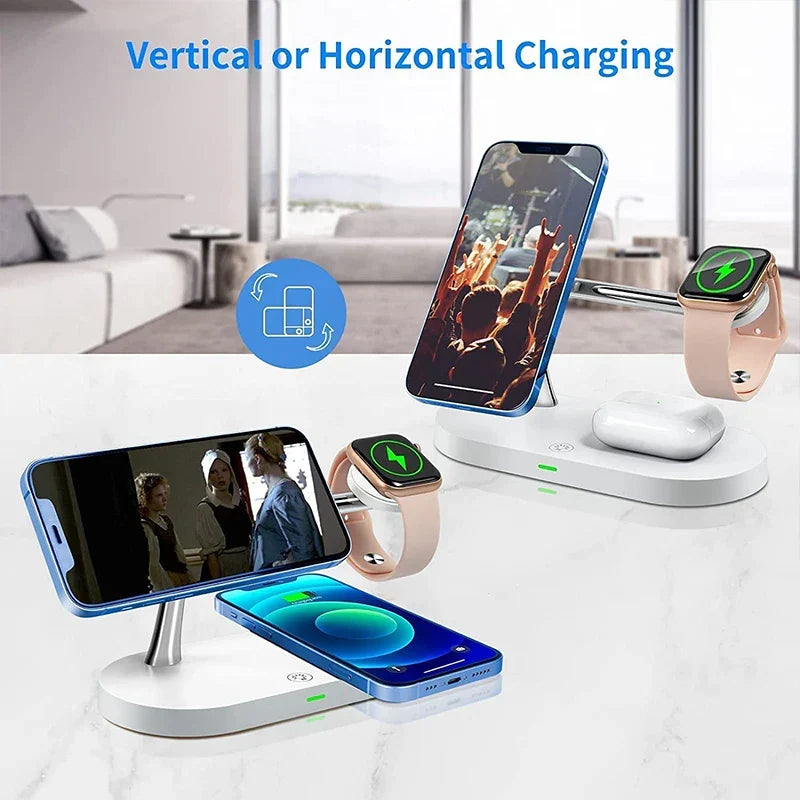 Rayvia 3-In-1 Wireless Charging Station for Smartphone Smartwatch and Earbuds with Night Light