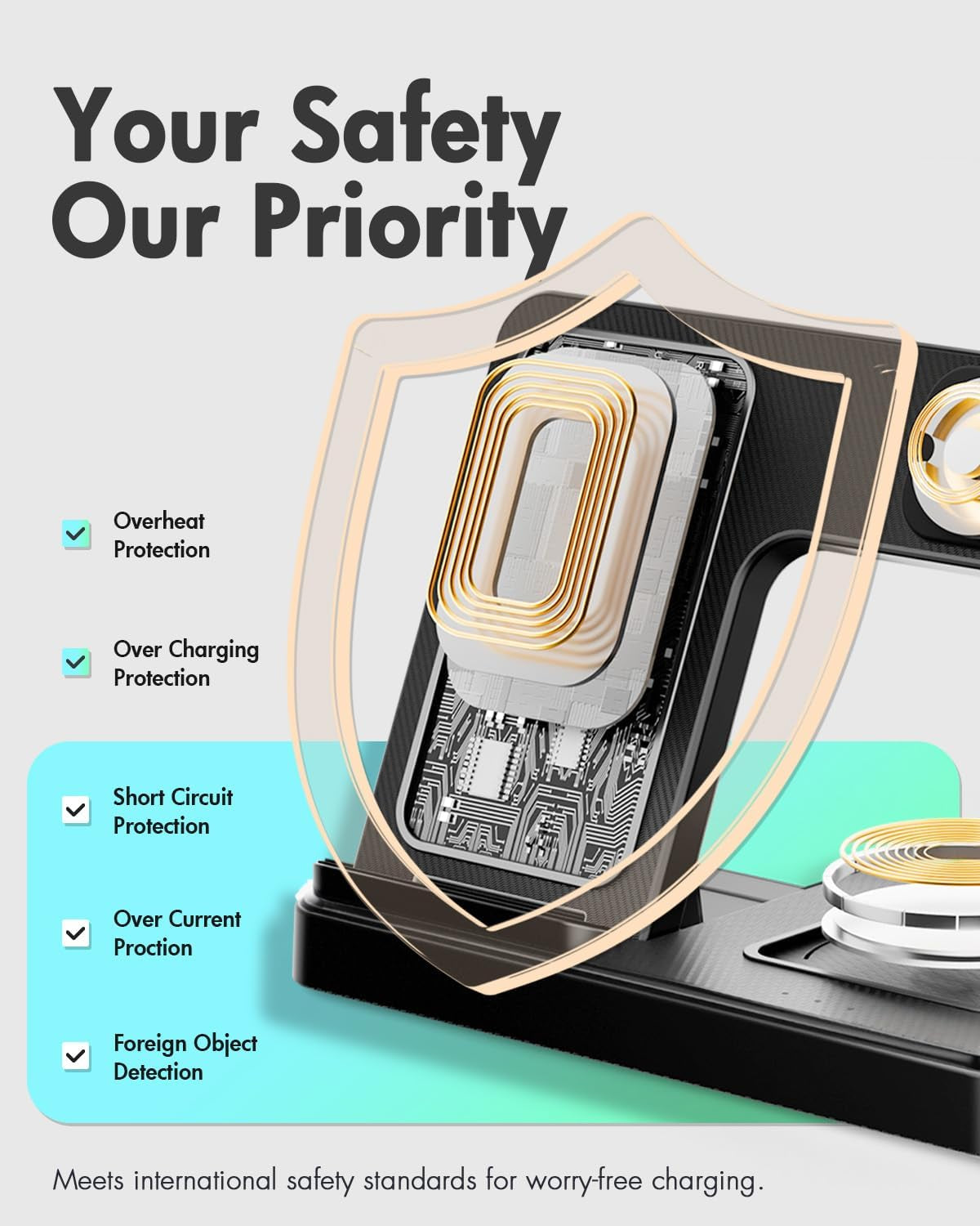 Wireless Charger Iphone Charging Station for Apple Multiple Devices | 3 in 1 Charger Stand for Iphone 17 Pro Max 17E 16 16E 15 14 13 12 & Watch Series 11-2 SE Ultra & Airpods 4 3 Pro, Black