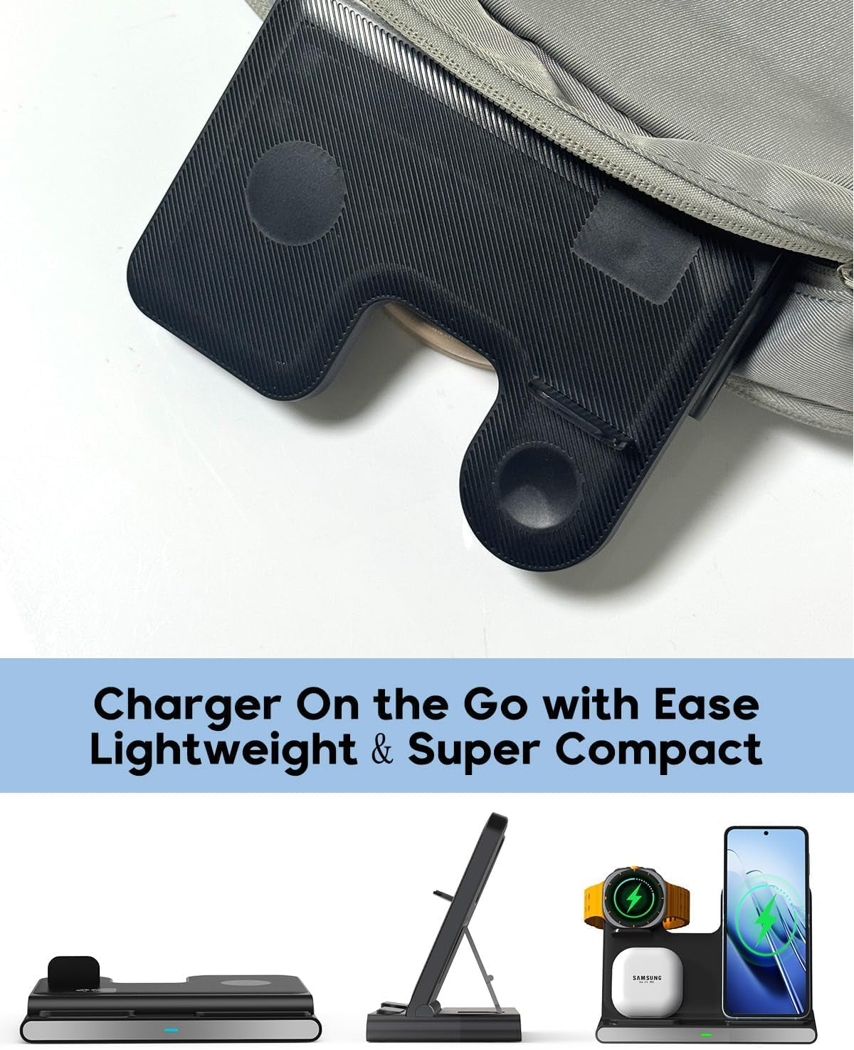 Wireless Charger for Samsung, 3 in 1 Samsung Wireless Charging Station with 20W PD Charger Adapter & 6FT Cable for Galaxy S26/S25/S24/S23 Ultra,Z Fold/Flip,Galaxy Watch 8/7/6/5/5Pro/Buds 3/2/Pro/Live