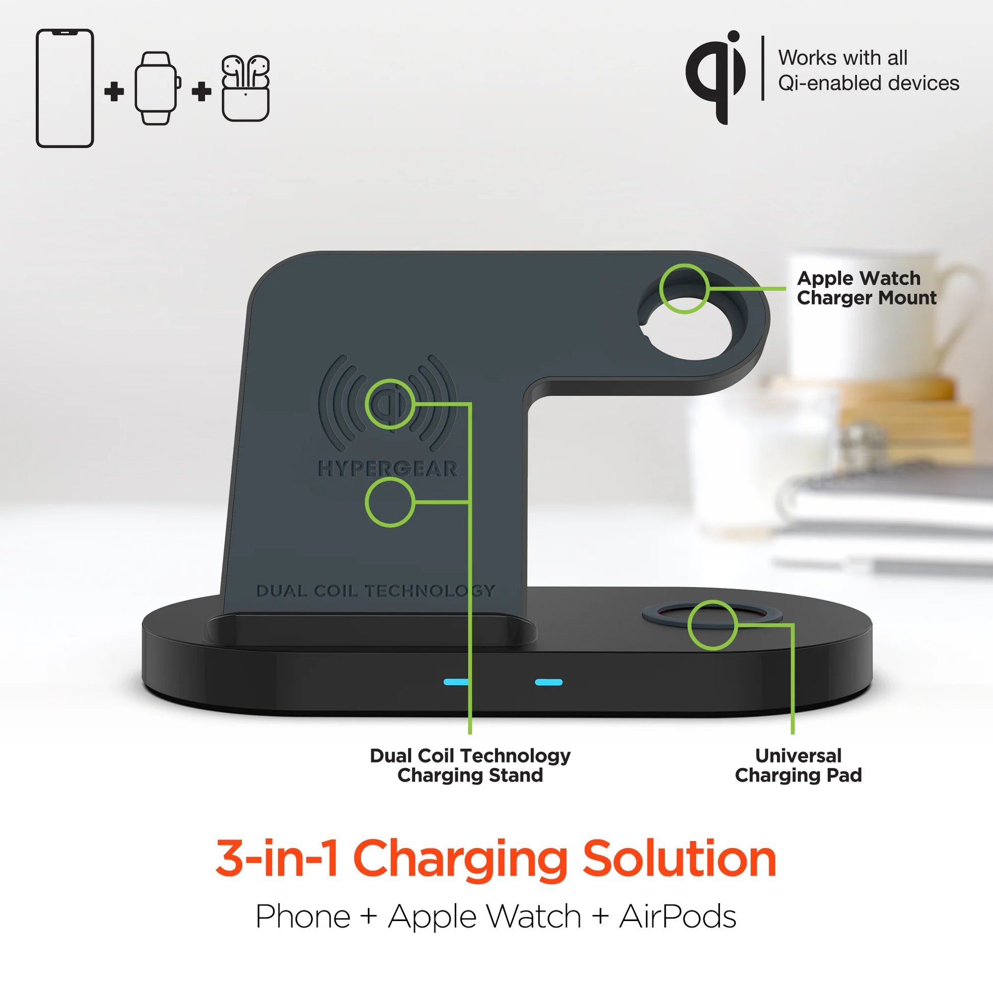 Hypergear 3-In-1 Wireless Charging Dock