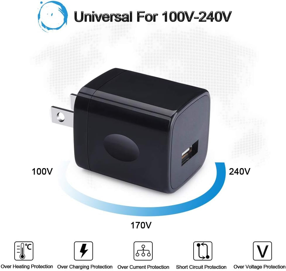 USB Charger Block Black,5V 1A Single Port Wall Cube Fast Charging Brick for Iphone 16E/16/15 Pro Max Plus,4 Pack USB a Power Adapter Charger Outlet Plug Charging Adapter for Google Pixel 9A/8/7,Galaxy
