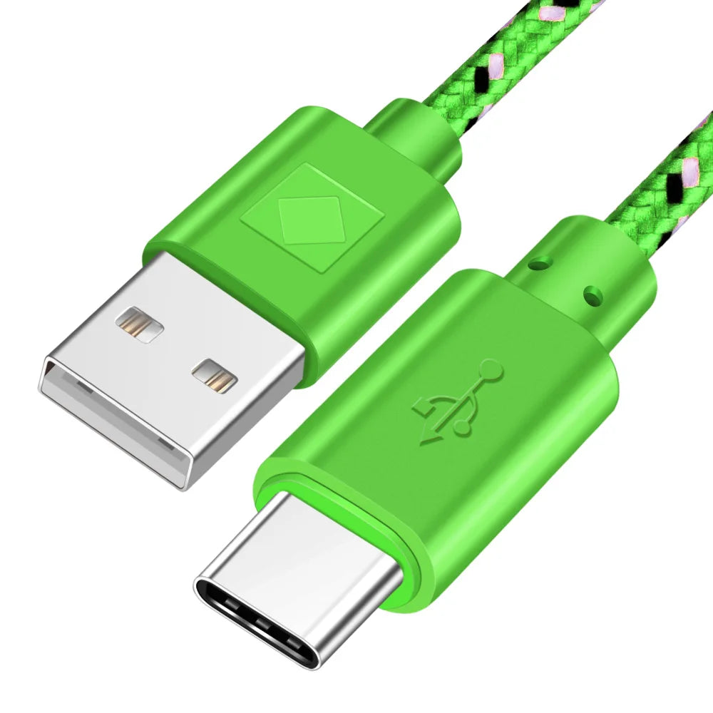 Nylon Braided USB Type C Cable 1M 2M 3M Data Sync Fast Charging USB C Cable for Samsung S9 S10 Xiaomi Mi9 Mi8 Huawei Type-C