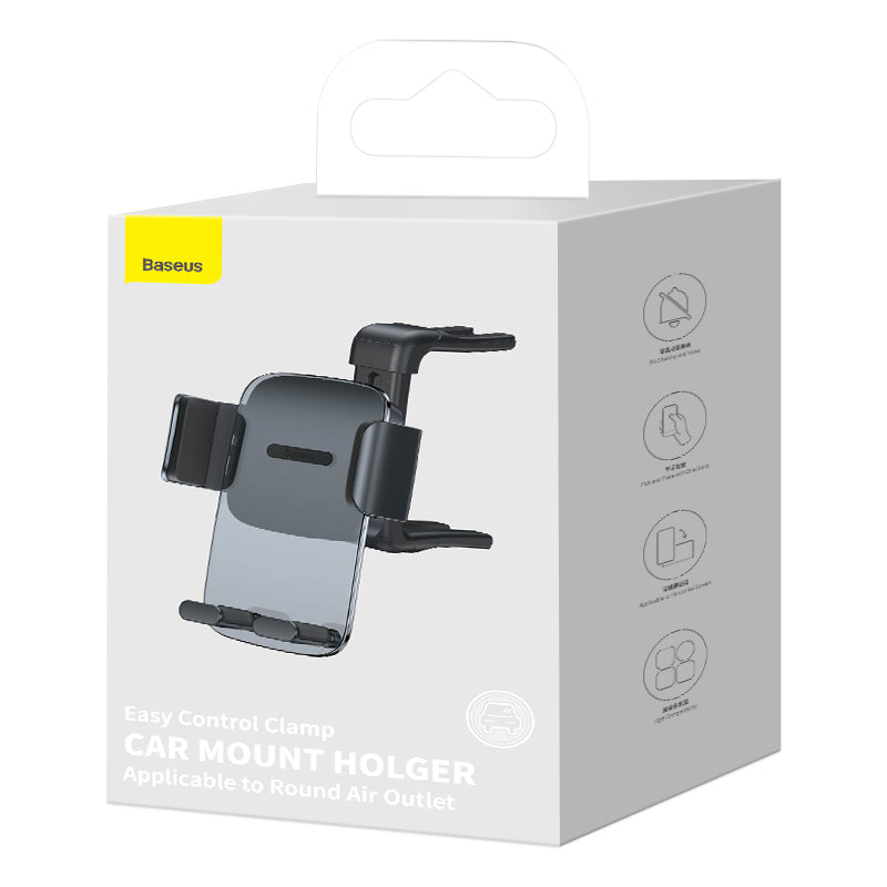 Tri Charge Co car phone mount air vent holder packaging featuring easy clamp design for round air outlet.