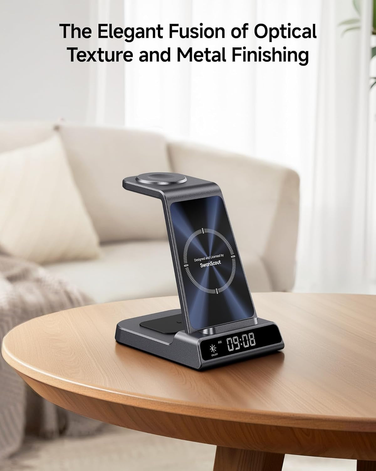 3 in 1 Wireless Charger for Iphone 8-17, Apple Watch Ultra/11, Airpods | Dimmable LED Clock, 5W Apple Watch Fast Charge, Dual-Angle Charging Stand, Case-Friendly, Compact Design, Multi-Protection